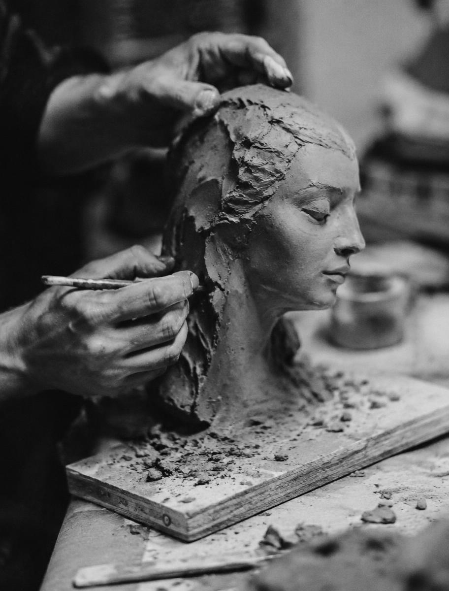 Geste de création, photographie noir et blanc